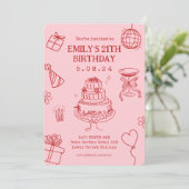 Whimsical Funky Quirky hand Tekening Verjaardag Kaart (Staand voorkant)