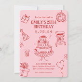 Whimsical Funky Quirky hand Tekening Verjaardag Kaart (Voorkant)