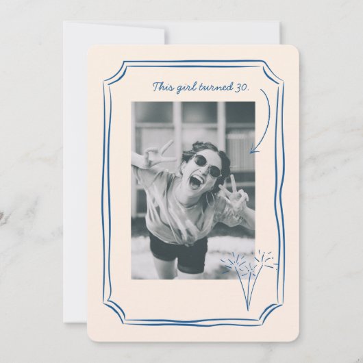 Whimsical Funky Quirky Tekening 30-jarig bestaan Kaart (Achterkant)