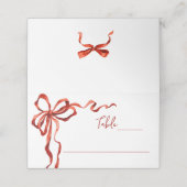 Whimsical Funky Red Bow Christmas Dinner Party Plaatskaartje (Buitenkant ongevouwen)