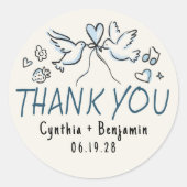 Whimsical Funky Schattigee Hand Getrokken bruiloft Ronde Sticker (Voorkant)