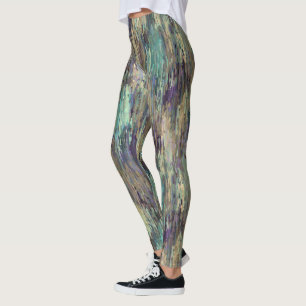 Whimsical Funky Violet Paarse Stripes Art Leggings