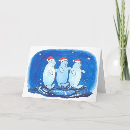 Whimsical Funny Alaska Beluga Whale-kerstKaart Feestdagen Kaart (Voorkant)