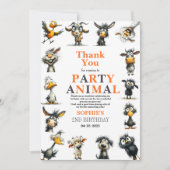 Whimsical Funny Animals 2nd Birthday Party Bedankkaart (Voorkant)