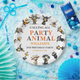 Whimsical Funny Animals 2nd Birthday Party Papieren Bordje