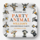 Whimsical Funny Animals 2nd Birthday Party Papieren Bordje (Voorkant)
