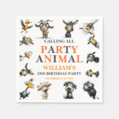 Whimsical Funny Animals 2nd Birthday Party Servet (Voorkant)