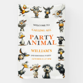 Whimsical Funny Animals 2nd Birthday Party Spandoek