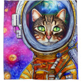Whimsical Funny Astronaut Cat Douchegordijn (Voorkant)