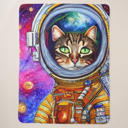Whimsical Funny Astronaut Cat Sherpa Deken (Voorkant)
