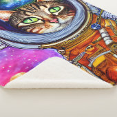 Whimsical Funny Astronaut Cat Sherpa Deken (3/4)
