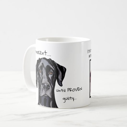 Whimsical Funny Black Great Dane Innocent Koffiemok (Voorkant links)