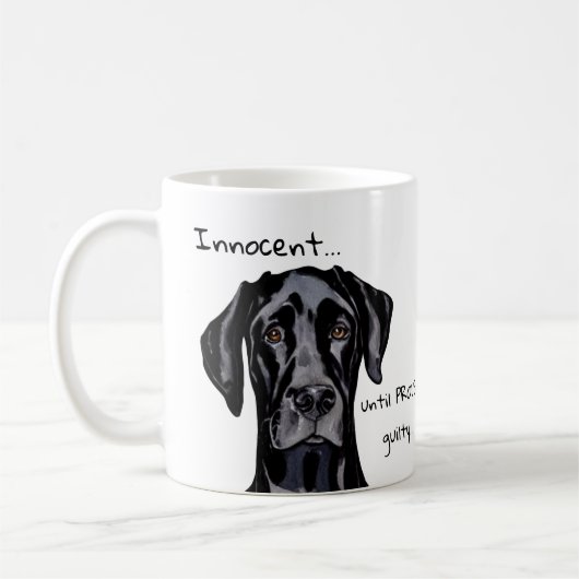 Whimsical Funny Black Great Dane Innocent Koffiemok (Links)