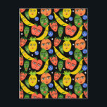 Whimsical Funny Fruit Salad Pattern Black Briefkaart<br><div class="desc">Ik hoop dat je dit charmante ontwerp leuk vindt. Voeg je eigen tekst toe aan de voor- of achterkant. Bekijk mijn winkel voor meer overeenkomende objecten zoals stickers,  mokken,  handdoeken,  verpakkingspapier en andere leuke patronen. Bedankt om met mij te winkelen,  als je iets wilt,  laat het me dan weten!</div>