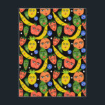 Whimsical Funny Fruit Salad Pattern Black Briefkaart<br><div class="desc">Ik hoop dat je dit charmante ontwerp leuk vindt. Voeg je eigen tekst toe aan de voor- of achterkant. Bekijk mijn winkel voor meer overeenkomende objecten zoals stickers,  mokken,  handdoeken,  verpakkingspapier en andere leuke patronen. Bedankt om met mij te winkelen,  als je iets wilt,  laat het me dan weten!</div>