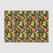 Whimsical Funny Fruit Salad Pattern Black Tissuepapier (Voorkant)