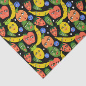 Whimsical Funny Fruit Salad Pattern Black Tissuepapier (Detail)