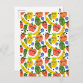 Whimsical Funny Fruit Salad Pattern Briefkaart (Voorkant / Achterkant)