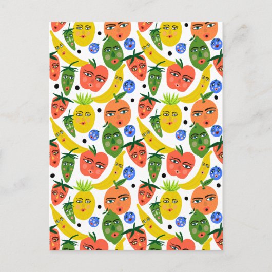 Whimsical Funny Fruit Salad Pattern Briefkaart (Voorkant)