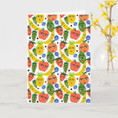 Whimsical Funny Fruit Salad Pattern Kaart (Gele Bloem)