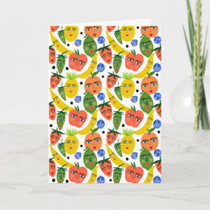 Whimsical Funny Fruit Salad Pattern Kaart