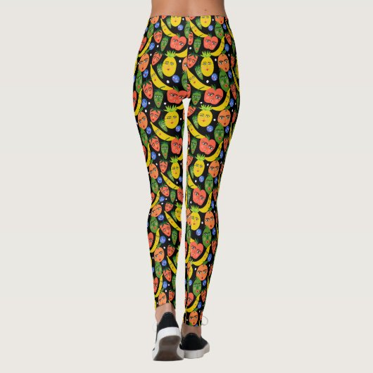 Whimsical Funny Fruit Salad Pattern Leggings (Achterkant)