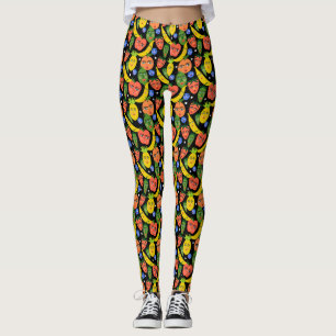 Whimsical Funny Fruit Salad Pattern Leggings