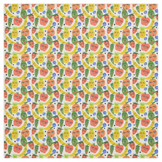 Whimsical Funny Fruit Salad Pattern Stof (Swatch)