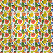 Whimsical Funny Fruit Salad Pattern Stof (Delen)