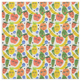 Whimsical Funny Fruit Salad Pattern Stof