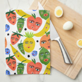 Whimsical Funny Fruit Salad Pattern Theedoek (Quarter Fold)