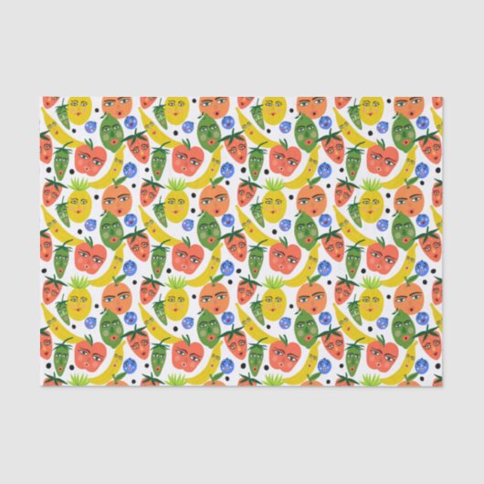 Whimsical Funny Fruit Salad Pattern Tissuepapier (Voorkant)