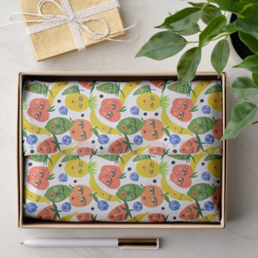Whimsical Funny Fruit Salad Pattern Tissuepapier (Geschenk)