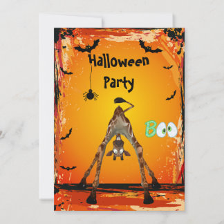 Whimsical Funny Giraffe Halloween Party nodigt uit Kaart