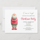 Whimsical Funny Pink Santa Christmas Party Invite Kaart (Voorkant)