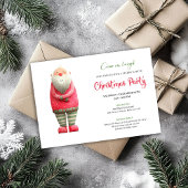 Whimsical Funny Pink Santa Christmas Party Invite Kaart