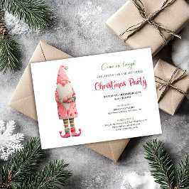 Whimsical Funny Pink Santa Festive Party Invites Kaart