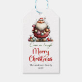 Whimsical funny Santa Christmas gift tag style Cadeaulabel (Voorkant)
