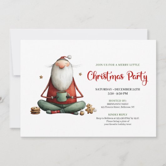 Whimsical Funny Santa Classic Christmas Invitation Kaart (Voorkant)