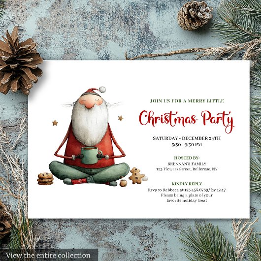 Whimsical Funny Santa Classic Christmas Invitation Kaart