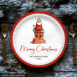 Whimsical Funny Santa Custom Holiday Plates Papieren Bordje