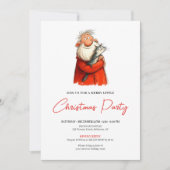 Whimsical Funny Santa Festive Christmas Invitation Kaart (Voorkant)
