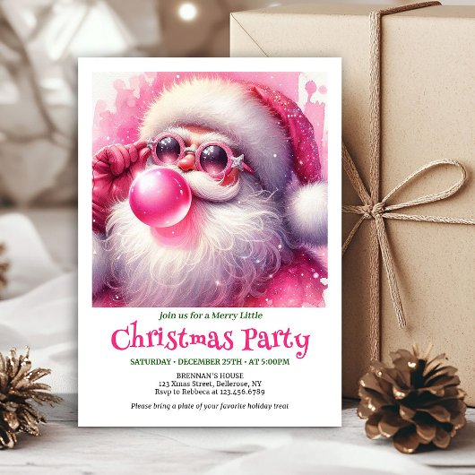 Whimsical Funny Santa Sunglasses Christmas Invites Kaart
