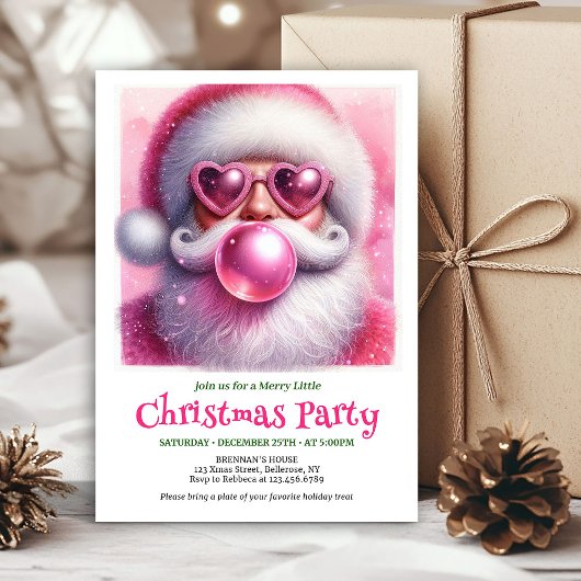 Whimsical Funny Santa Sunglasses Christmas Invites Kaart