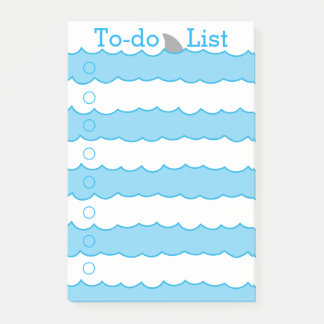 Whimsical Funny Shark Fin and Waves to-do List Post-it® Notes