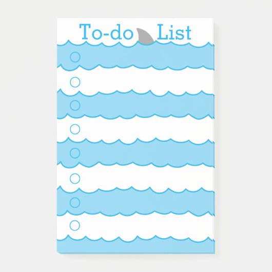 Whimsical Funny Shark Fin and Waves to-do List Post-it® Notes (Voorkant)