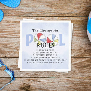Whimsical Funny Summer Family Beach Rules Servet