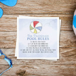 Whimsical Funny Summer Family Beach Rules Servet<br><div class="desc">Klaar voor wat strandbal lol. Deze bewerkbare gepersonaliseerde servet is zeker het praatje van je volgende poolpartij. Met een aanstootgevende strandbal en een leuk, bewerkbaar zwembad. Fun typografie. en een cool blauw kleurenschema. Dit ontwerp is voorzien van een modern, eenvoudig minimalistisch zwembad, waterverf strandbal-typografie, zomerzwembad, een spetsende zwemtocht, tropische zwemtocht...</div>