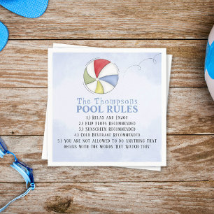 Whimsical Funny Summer Family Beach Rules Servet