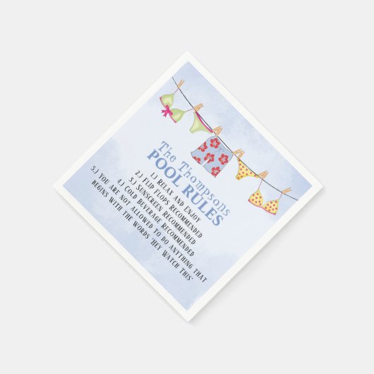 Whimsical Funny Summer Family Simple Pool Rules Servet (Hoek)